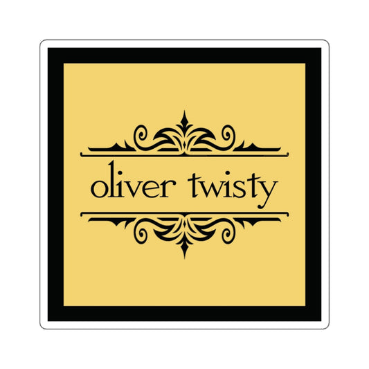 Oliver Twisty Sticker, Black on Yellow